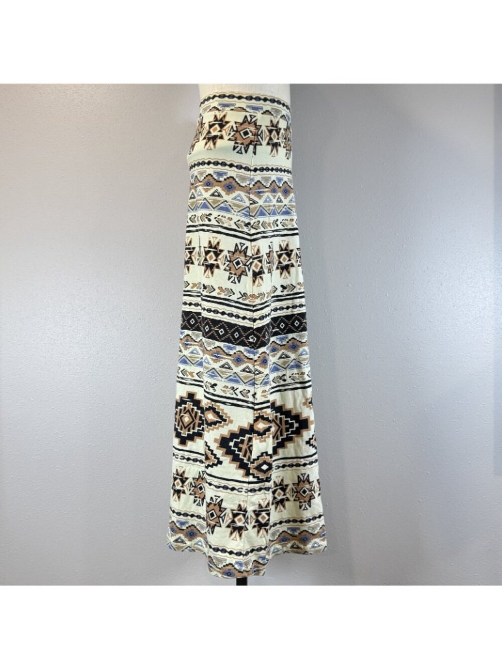 Angie Maxi A-Line Skirt Womens Size Small Light Yellow Geometric Pull On Aztec - Picture 4 of 15